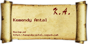 Kemendy Antal névjegykártya